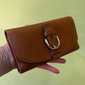 Vintage Y2K Coach SOHO Orange Brown/Pink Large Leather Wallet